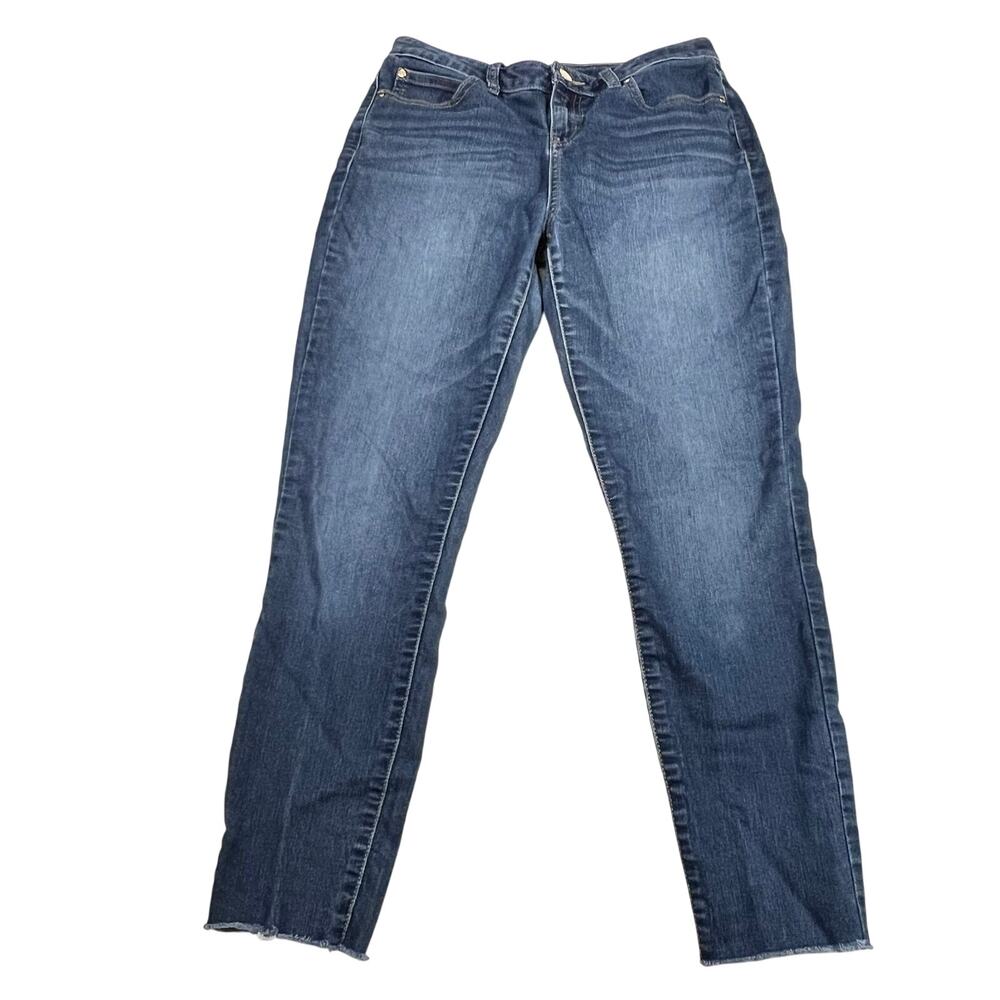 Jennifer Lopez JLO Denim Jeans Women Size 4 Blue Skinny Straight Raw Hem Stretch